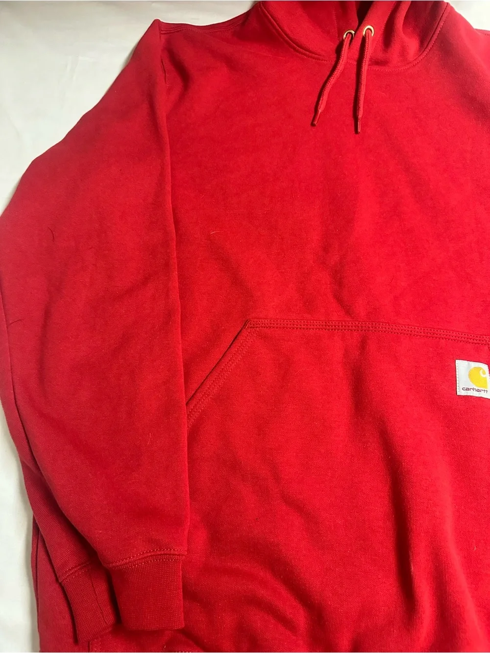 Carhartt Men’s Red Crewneck Hoodie with Sleeve Logo